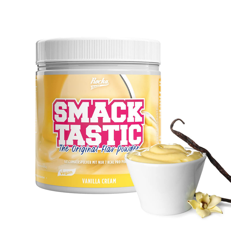 Rocka Nutrition flavor powder SMACKTASTIC | Vegan Flavor Powder with only 7 Kcal per serving & 100% taste | Versatile aroma powder | 250 g (Vanilla Cream) Vanilla Cream - NewNest Australia