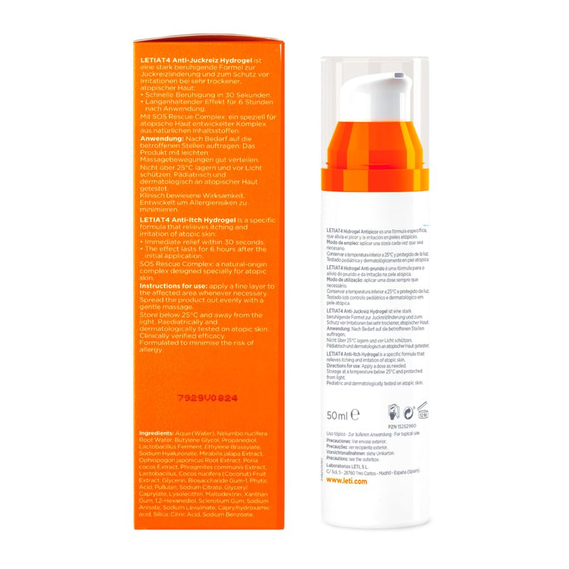 LETI AT4 anti-itch hydrogel - soothing SOS helper against torturous itching for dry skin or skin prone to neurodermatitis, 50 ml gel - NewNest Australia
