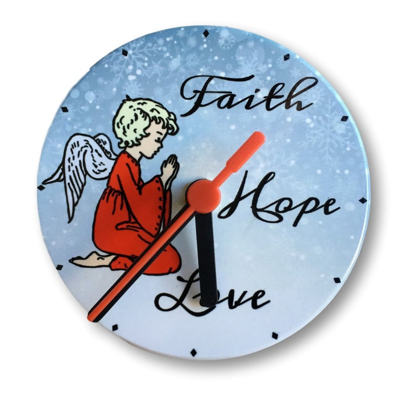 NewNest Australia - BANBERRY DESIGNS Faith Hope Love Desktop Clock - 4.25" Decorative Clock Design - Inspirational 