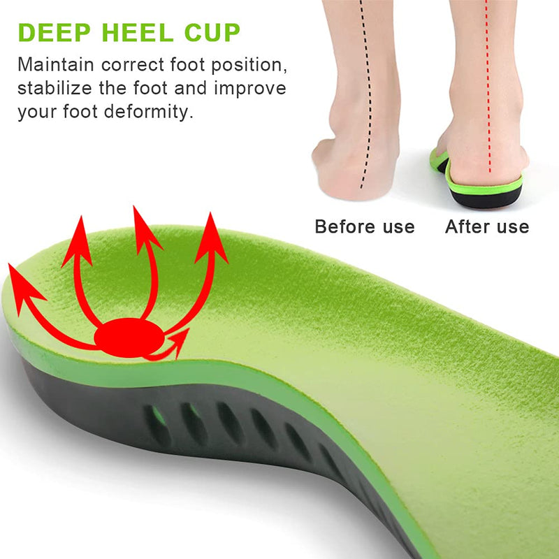 Ailaka Kids Orthotic Arch Support Shoe Insoles, Plantar Fasciitis Cushioning Athletic Inserts for Flatfoot Pain Relief Running Walking 13.5 UK Child/2 UK Green - NewNest Australia
