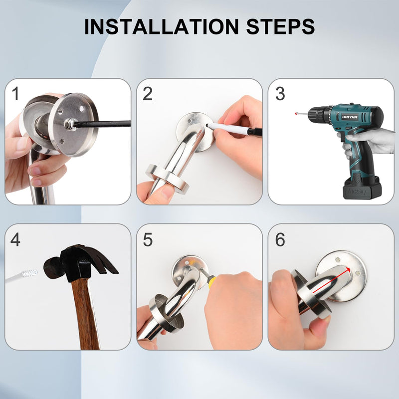 supregear Bathroom Grab Bar Rail, 50 cm 304 Stainless Steel Bathroom Handle, Safety Handle, Indoor/Outdoor Auxiliary Handle for Kitchen Bedroom Bathtub, Shower and Steps - NewNest Australia