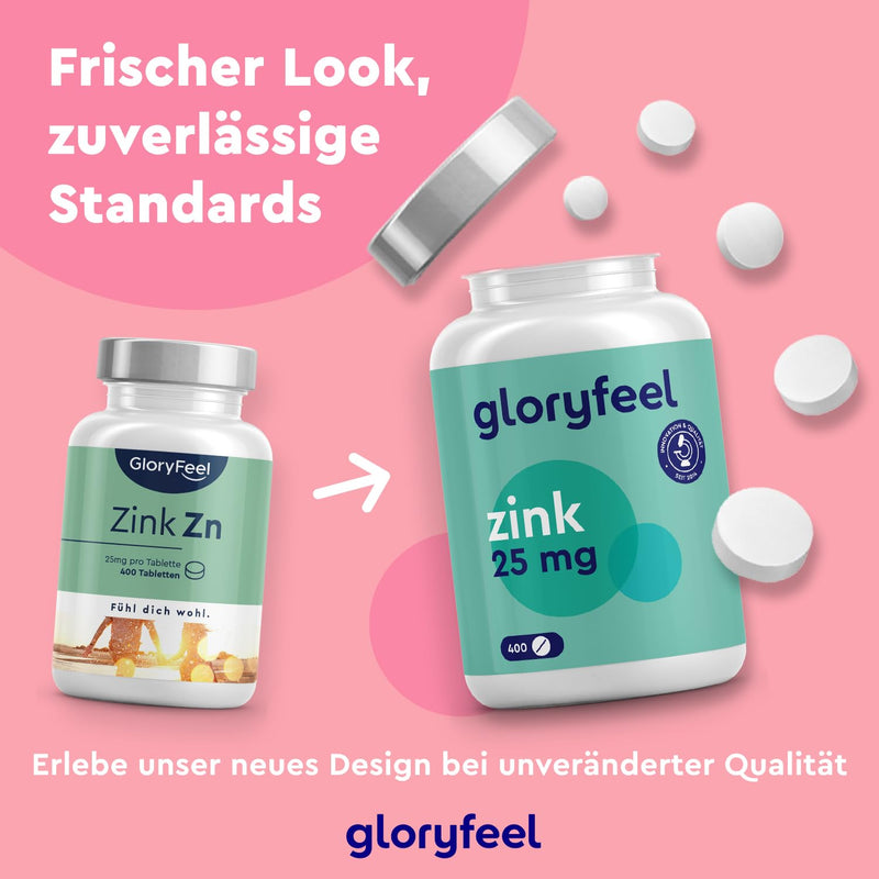 Zinc 25mg - 400 vegan tablets (13 months) - Premium zinc gluconate highly bioavailable - High dose of elemental zinc - Laboratory tested and made in Germany without additives - NewNest Australia