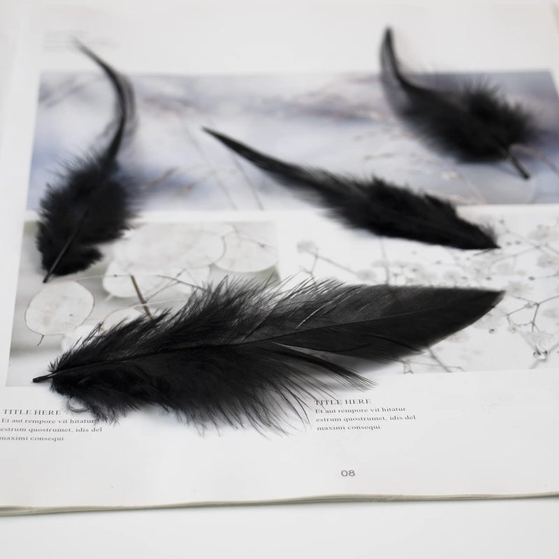 200pcs 5-7 Inches Saddle Hackle Black Rooster Feather for Crafts Natural Pheasant Neck Feathers DIY Pendant Earrings Dream Catcher - NewNest Australia