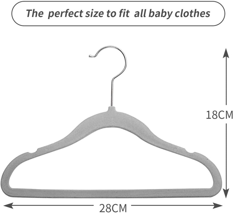 NewNest Australia - ManGotree Non-Slip Baby Velvet Clothes Hanger, Kids Coat Hanger with Swivel Hook and Notched Shoulder, Hanger for Children,Infant,Toddler Clothes 15 Pack (Grey) 