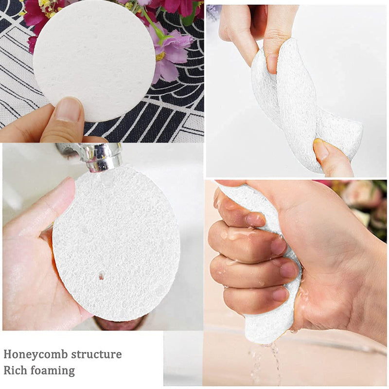 60 Count Facial Sponges Cleansing, White Compressed Face Sponges Cleansing Natural Wood Pulp Cotton Face Washing Sponge Cosmetic Sponges for Makeup Removal Exfoliating(2.5 Inch) - NewNest Australia