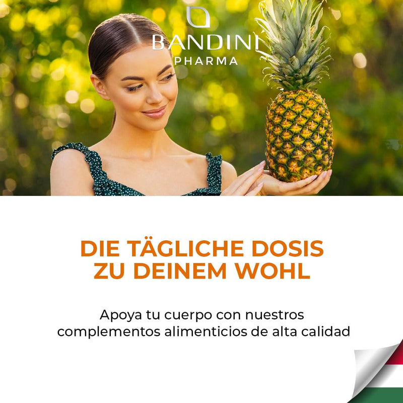 Bandini® Bromelain 1000mg (2500 FIP) | 180 enteric-coated capsules | Natural pineapple extract | Immune system, microcirculation, digestive function | Laboratory tested, high dosage, vegan - NewNest Australia