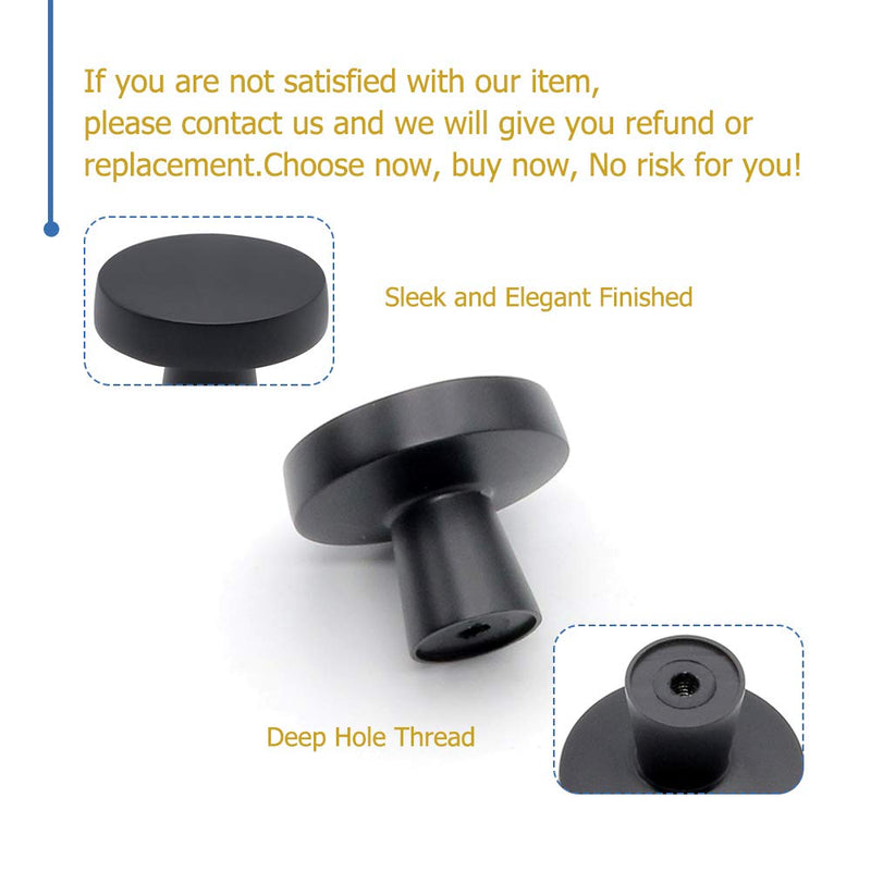 homdiy 5 Pack Matte Black Cabinet Knobs Round Black Knobs - 1.27 Inch Mushroom Kitchen Cabinet Knobs Solid Black Knobs for Kitchen Cabients, Dresser Drawers - NewNest Australia