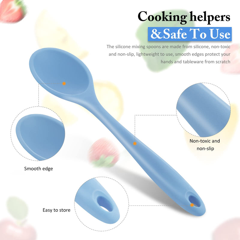 4 Pieces Silicone Mixing Spoon Heat Resistant Silicone Basting Spoon Utensil Spoon Non Stick Serving Spoon for Mixing, Baking, Serving (Red, Black, Blue, Gray) Red, Black, Blue, Gray - NewNest Australia