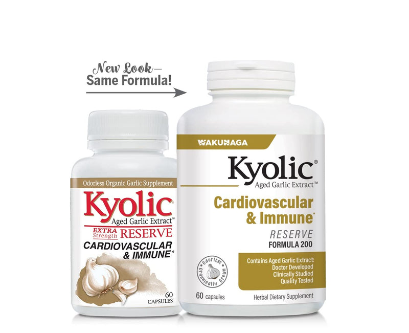 Kyolic Aged Garlic Extract Formula 200, Cardiovascular & Immune, Reserve 60 Capsules (Packaging May Vary) 60 Count (Pack of 1) - NewNest Australia