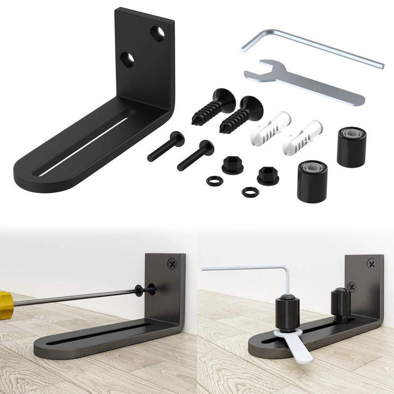 WINSOON New Sliding Barn Door Floor Guides Adjustable Stay Roller Hardware Kit,Smooth Ball Bearings,Flat Bottom Design,Flush with Floor, Wall Mount Roller Guide for Small Space,Black 1 - NewNest Australia
