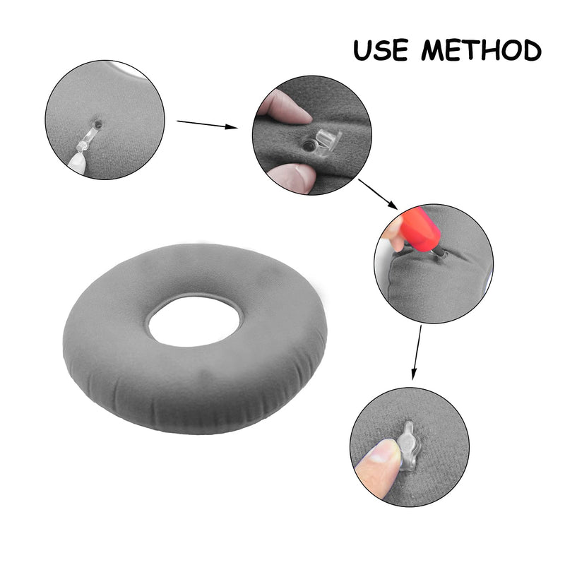 Doughnut Seat Hemorrhoids Cushion, Inflatable Ring Cushion for Pressure Relief, Hemorrhoids, Piles, Doughnut Pillow Piles Cushion for Coccyx, Tailbone Pain, Maternity Sciatica Pillow(Grey) Grey - NewNest Australia