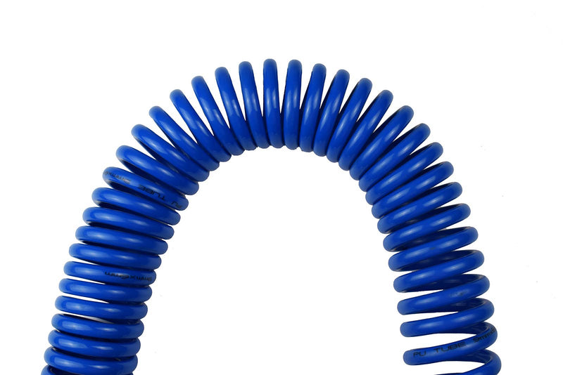 YOTOO Polyurethane Recoil Air Hose 1/4" Inner Diameter by 25' Long with Bend Restrictor, 1/4" Industrial Quick Coupler and Plug, Blue - NewNest Australia