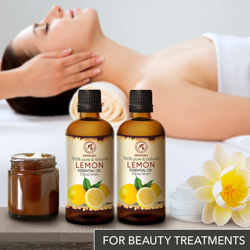 Lemon Oil 200 Ml, 2 X 100 Ml, Citrus Limon, Italy, 100% Pure Lemon Oil For Good Sleep, Body Care, Wellness, Beauty, Relaxation, Aromatherapy, Aroma Diffuser, Oil Burner - NewNest Australia