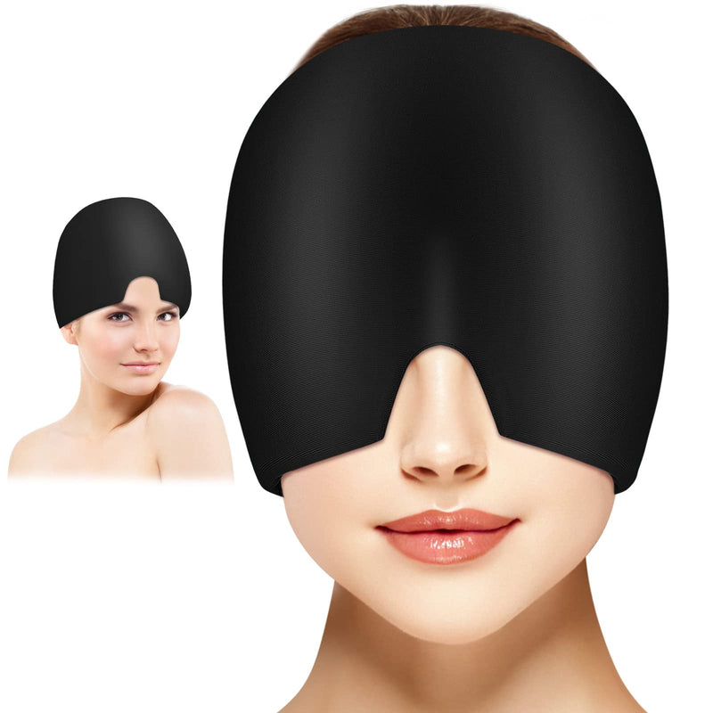ACWOO Gel Cooling Hat Migraine Headache Relief Stretchy Headache Hat Cold Therapy Cap Sleep Mask, Heady Mask for Puffy Eyes Stress Relief (Black) Black - NewNest Australia