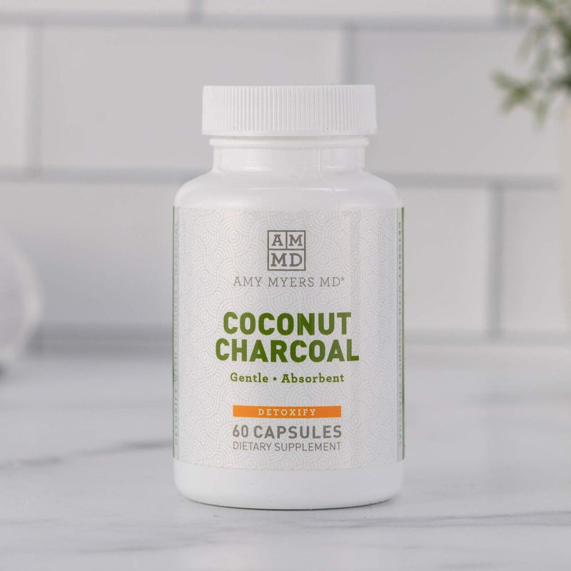 Coconut Charcoal Capsules from The Myers Way Protocol - Natural Activated Charcoal, Gas Reliever & Support For Affects Of Mold/Toxins - Dietary Supplement 60 Capsules, 30 Servings - Dr. Amy Myers - NewNest Australia