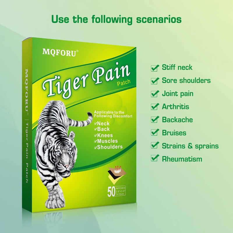MQFORU Tiger Pain Relief Patches, 50 Count Chinese Pain Relief Plaster Herbal Patches for Knee Back Joint Neck Shoulder Pain Muscle, 24 Hours Long-Lasting Self Adhesive Heat Pads - NewNest Australia