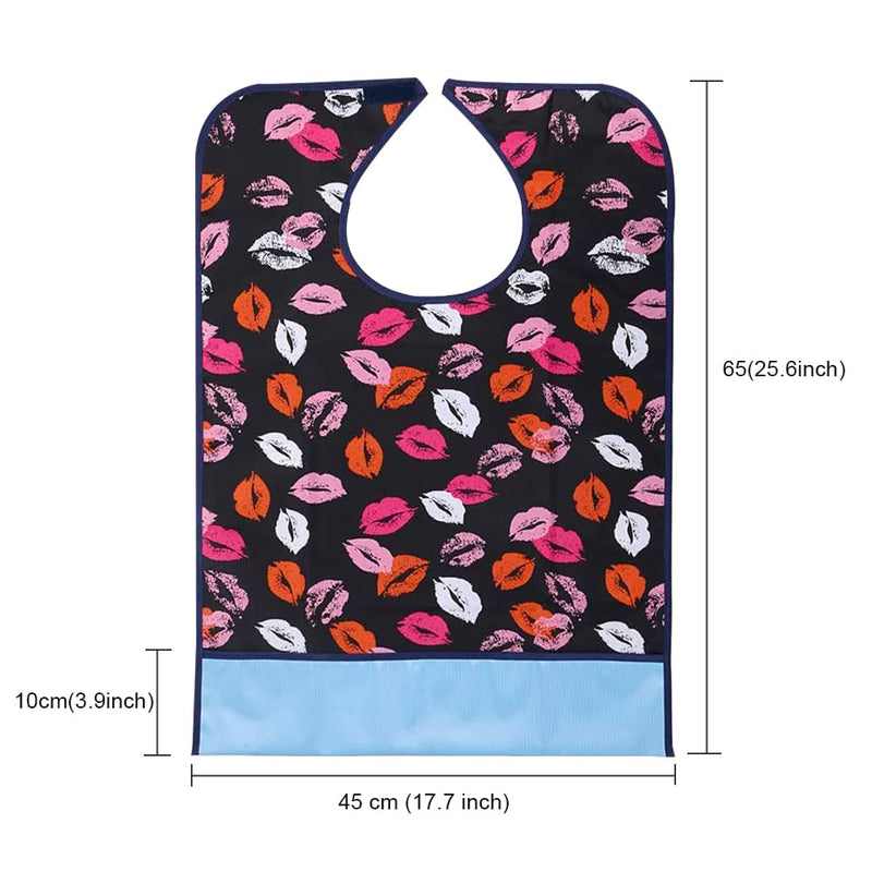 Waterproof Bibs For Adults, Washable, Pack Of 2, Butterfly Lips, Reusable, Waterproof Bibs For Elderly People With Crumb Catcher, Disabled Bibs For Women And Men, Black - NewNest Australia