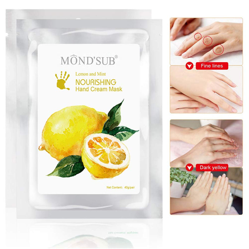 5 Pairs MOND'SUB Moisturizing Gloves | Natural & Organic Moisturizing Hand Masks for Dry Skins | Collagen Spa Treatment with Vitamin C| Professional Hydrating Gloves for Brightening & Whitening Skins Lemon - NewNest Australia