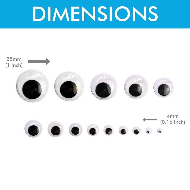 1221 Pieces Wiggle Googly Eyes Self Adhesive Wiggle Eyes (Assorted Sizes) for DIY Crafts Scrapbooking (Classic) Classic - NewNest Australia
