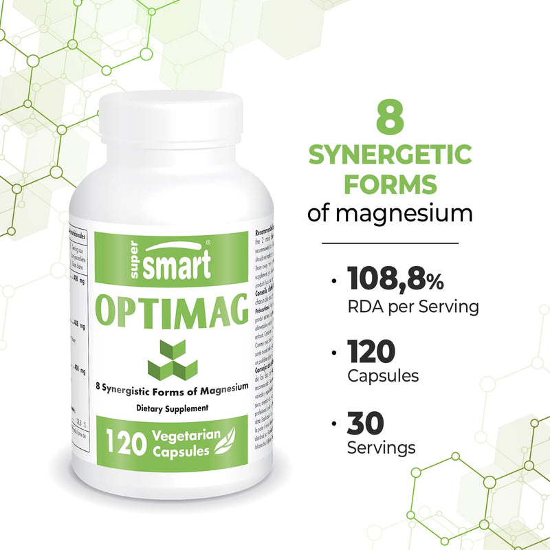 Supersmart - Optimag - Minerals - Magnesium Formula With 8 Different Forms Of Magnesium For Optimal Assimilation To Combat Magnesium Deficiency | Non-Gmo - 120 Vegetarian Capsules - NewNest Australia