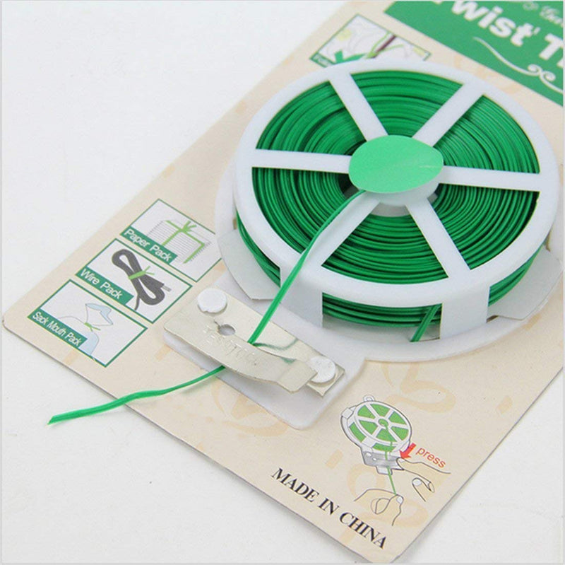 HYINDOOR 164ft Plastic Twist Tie Spool roll with Cutter for Garden Yard Plant Green PVC Twist Tie Line - NewNest Australia