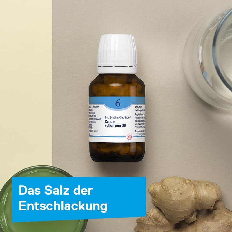 DHU Schüßler Salt No. 6 Kalium sulfuricum D6 - The mineral salt for detoxification - the original - environmentally friendly in a medicine jar, 200 tablets - NewNest Australia