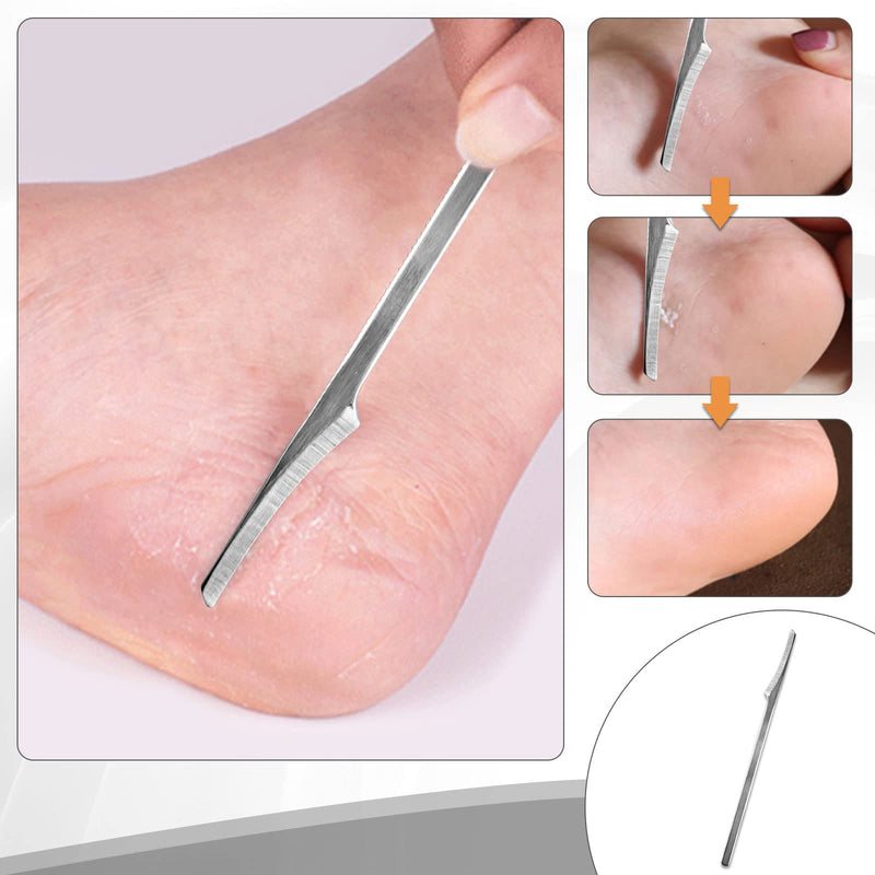 Callus Slicer Foot Scraper - Foot File Callus Remover Feet Callus Razor - Stainless Steel Foot Rasp Hard Skin Heel Callus Removal Pedicure Set For Hand Feet Foot Care With 10 Replacement Blades Silver - NewNest Australia