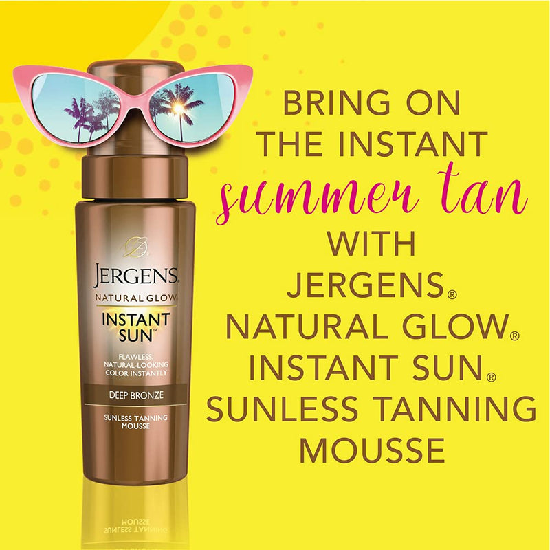 Jergens Natural Glow Instant Sun Sunless Tanning Mousse for Body, Deep Bronze, 6 Ounces - NewNest Australia