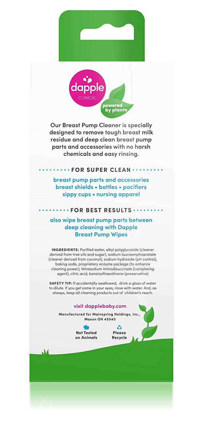 Dapple Baby Breast Pump Cleaner (Plant Based/Fragrance Free) Bottle Hypoallergenic Liquid Soap for Breast Pumps and Breast Pump Parts, White, 8 Fl Oz - NewNest Australia