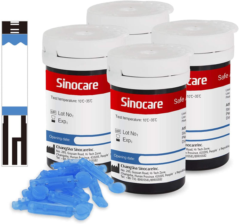 sinocare Blood Glucose Test Strips x100 & Lancing Devices x 100, Diabetic Strips Only for sinocare Safe AQ Smart Blood Glucose Monitor or Safe AQ Voice Blood Glucose Monitor Safe AQ Test Strips x 100 - NewNest Australia