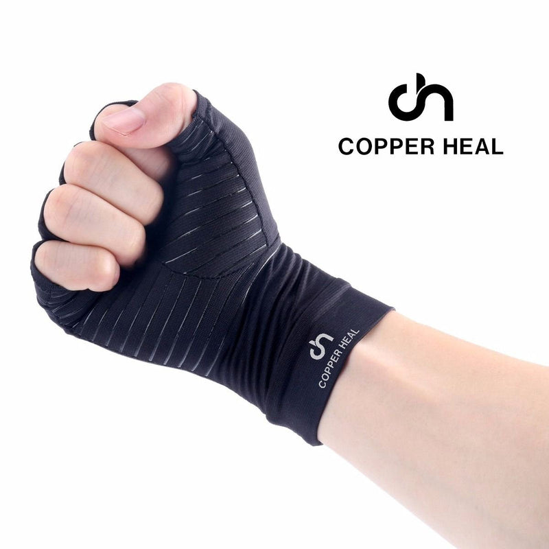 COPPER HEAL Arthritis Compression Gloves Rheumatoid Carpal Tunnel Glove Fingerless Pains Hands Support finger joint Small (1 Pair) - NewNest Australia