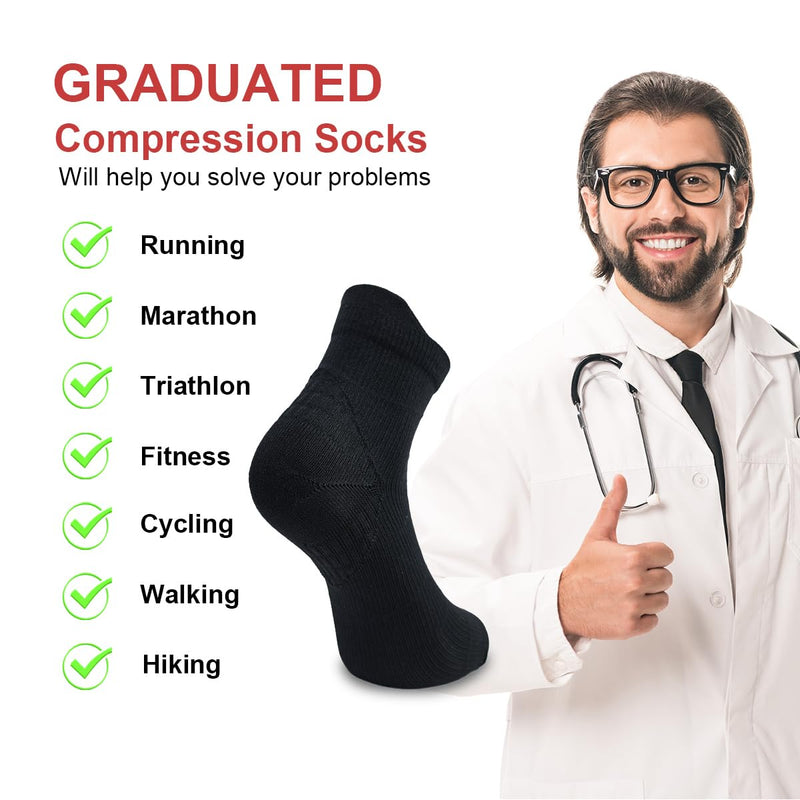 5 pairs of compression socks, sports socks, running socks for men and women, men's lightweight compression stockings, functional socks, sneaker socks, black - NewNest Australia