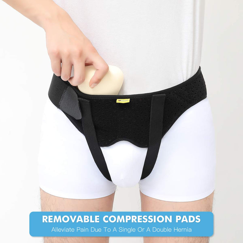 Tenbon Hernia Belt Truss for Single/Double Inguinal or Sports Hernia, Hernia Support Brace for Men for Women Pain Relief Recovery Strap with 2 Removable Compression Pads Comfortable Material Medium (Pack of 1) - NewNest Australia