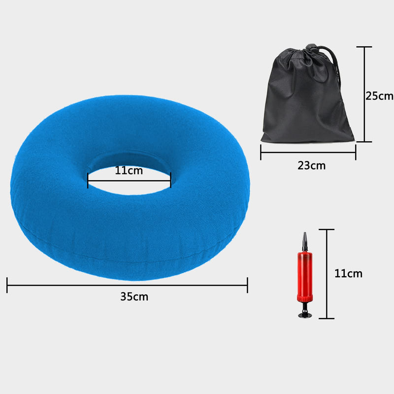 Jhy Hemorrhoid Seat Cushion, Inflatable Seat Cushion, Orthopedic Round Cushion, Soft Seat Ring With Pump For Inflammation, Hemorrhoids, Coccyx Pain, Cysts, Pregnancy, Birth (Blue) - NewNest Australia