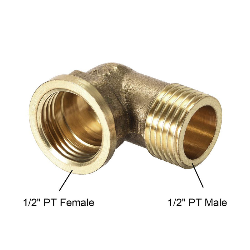 uxcell Brass Pipe Fitting 90 Degree Elbow 1/2 PT Male X 1/2 PT Female 5pcs - NewNest Australia