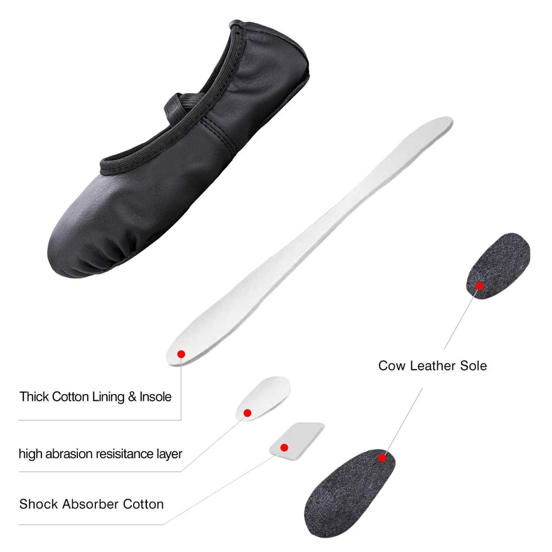 RoseMoli Ballet Shoes for Girls/Toddlers/Kids/Women, Leather Yoga Shoes/Ballet Slippers for Dancing 4.5 Big Kid Black - NewNest Australia