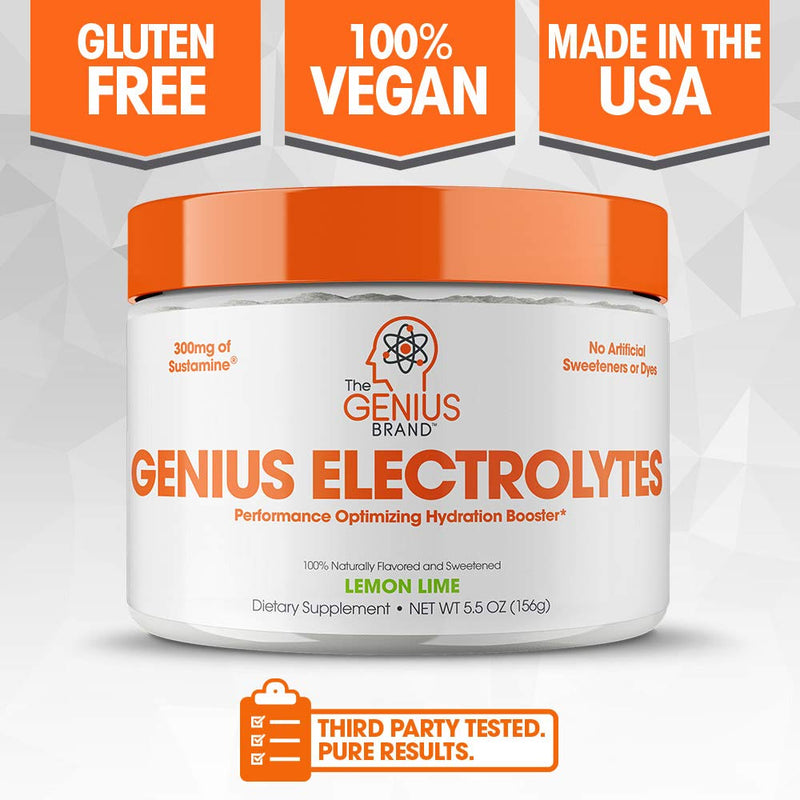 Genius Electrolyte Powder – Natural Hydration Booster | Endurance Supplement with Electrolytes (Potassium, Magnesium, Zinc) - Sugar Free, Vegan, Keto Friendly Energy - Lemon Lime (Drink Mix), 30 Sv 30 Serving (Pack of 1) - NewNest Australia