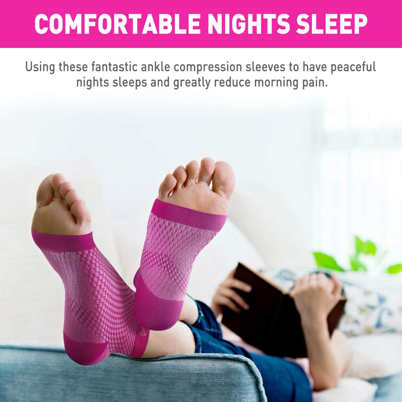 AVIDDA Plantar Fasciitis Socks with Heels Arch Supports, Compression Sleeves Ideal for Arthritis Pain Relief and Suitable for Sports, Ankle Supports for Men and Women Pink-1-M M Pink Pair - NewNest Australia