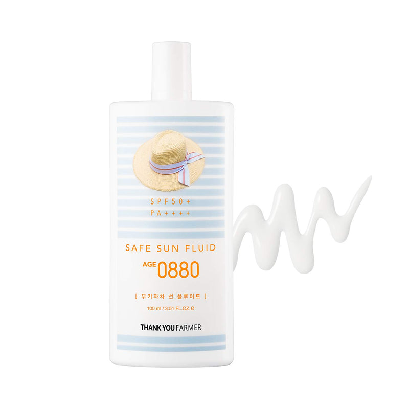 Thankyou Farmer Safe Sun Fluid AGE 0880 SPF50+ PA++++ (100ml 3.51fl oz) Reef Safe, Face & Body, Sensitive Skin - NewNest Australia