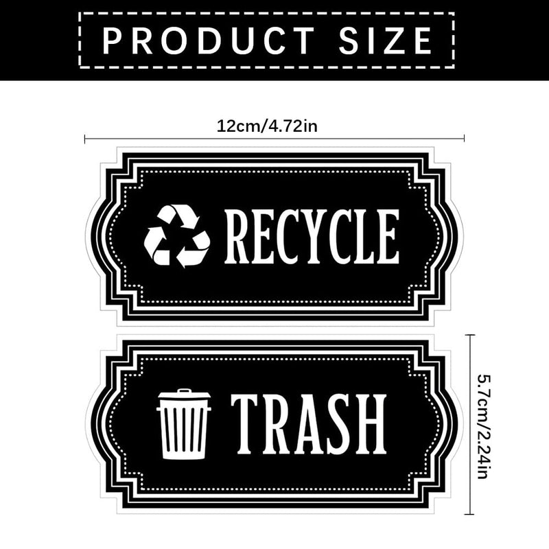 4 Pack Recycle and Trash Decal, Recycle and Trash Logo Symbol, Waterproof Vinyl Decal for Trash cans, Garbage containers and Recycle Bins (Black) Black - NewNest Australia