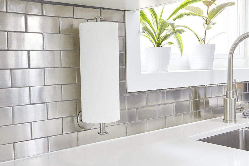 NewNest Australia - Umbra Cappa Paper Towel Holder – Modern Under Cabinet or Wall Mount Dispenser (Horizontal or Vertical), Nickel 