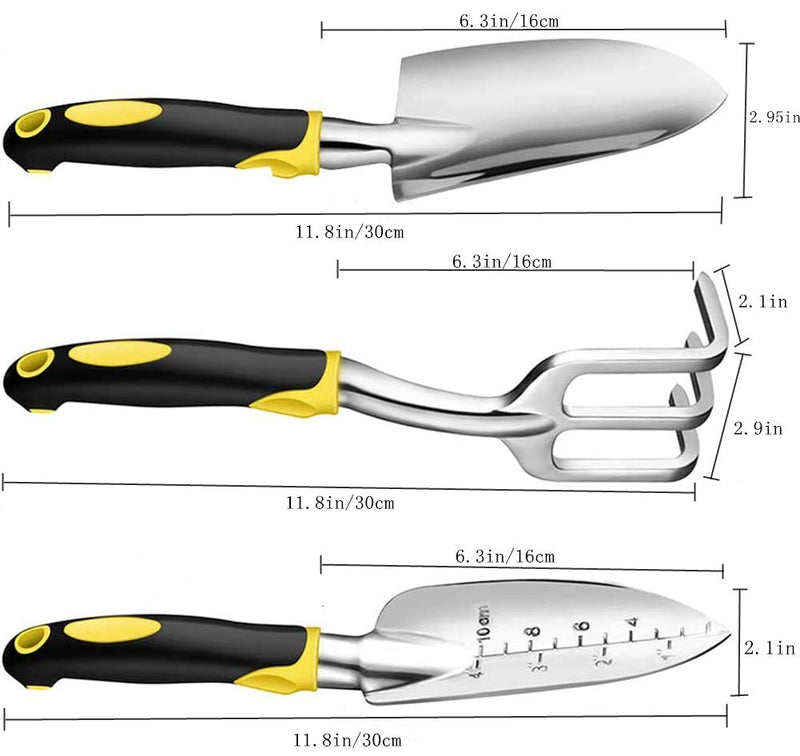 SXBBSMC Garden Tool Set - 3 Piece Aluminum Heavy Duty Gardening Hand Tools - Including Garden Trowel - Hand Shovel - Tilling Hand Rake - Gardening Gifts for Women Men and Kids. - NewNest Australia