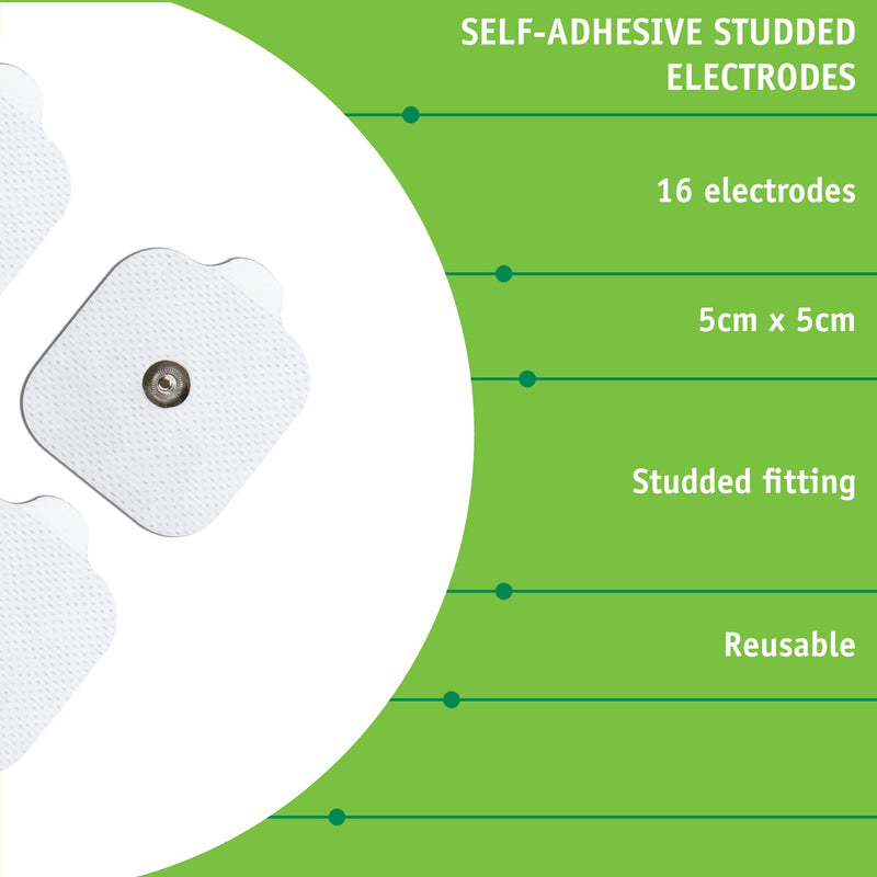 Med-Fit Self-Adhesive Pads - Universal Studded Electrode Pads To Fit Virtually All TENS Machines - Target Small or Large Painful Areas - 16 Pack. Stud Size 3.5mm - NewNest Australia
