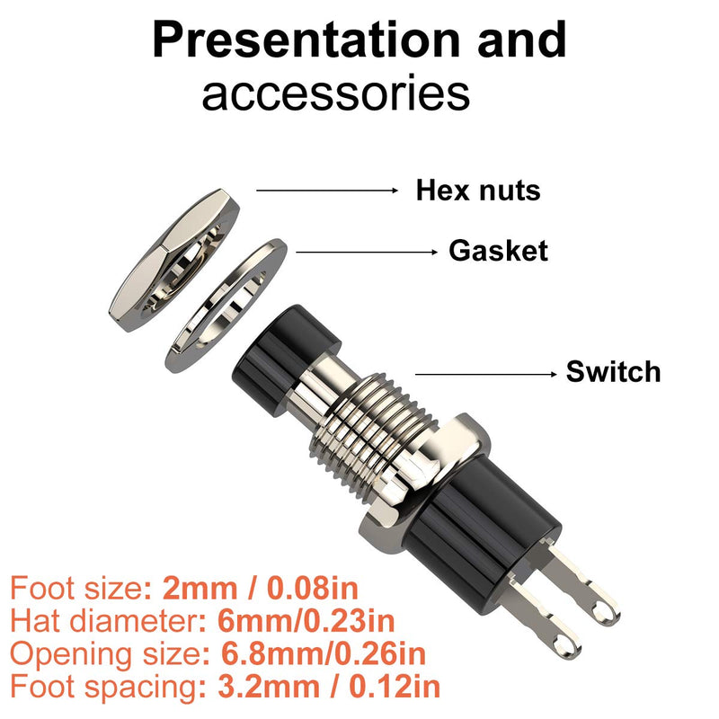 DIYhz Momentary Push Button Switch, 1A 250V AC SPST Mini Pushbutton Switches with Wire Normal Closed(NC) Black Cap - 10pcs NC - NewNest Australia