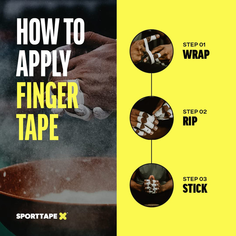 2 Rolls - SPORTTAPE Finger Tape Zinc Oxide Tape - Black - 1.25cm x 10m | for Jiu Jitsu, Bouldering, Rock Climbing, BJJ, Crossfit, Rowing, Climbing & Golf | (1 Pack of 2 Rolls) 1.25cm x 10m - 2 Rolls - NewNest Australia