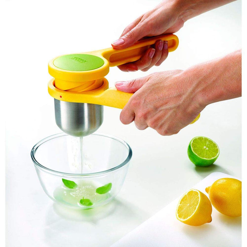 NewNest Australia - Joseph Joseph 20101 Helix Citrus Juicer Ergonomic Twist-Action Hand Press Stainless Steel, Yellow Citrus Press 