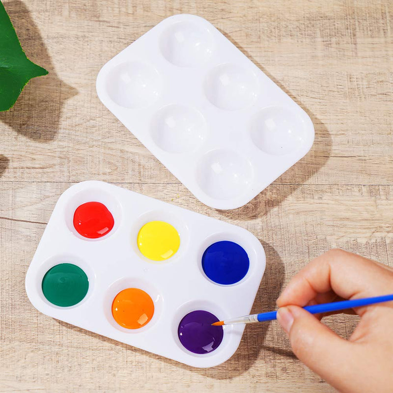 DAIKOYE 30 PCS White Plastic Paint Palettes 6 Well Rectangular Watercolor Palette Painting Tray for Painting Party, DIY Craft and Art Painting - NewNest Australia