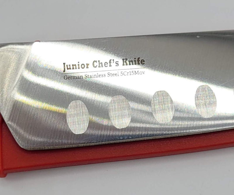 NewNest Australia - Advanced Junior Chef's Knife for Kids - (Red) REG. $34.95 NEW! - Full Tang, Tapered Demi-Bolster Design, German Stainless Steel - Progressive Cooking Tools for Young Chefs and Children! Advanced Jr. Chef's Knife - RED 