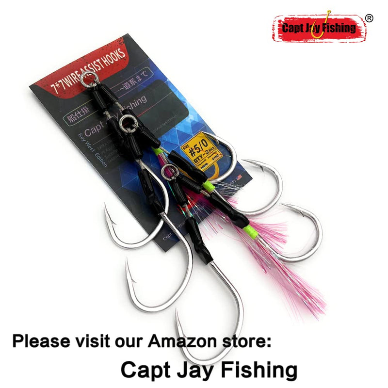 Capt Jay Fishing Assist Hooks Jigging Slow Fast Jigs Fishing Hooks Jigging Hooks Jigging jigs Stinger Jigging jigs Hook Dancing Jigging Hooks 3 Pcs 5/0-Wire - NewNest Australia