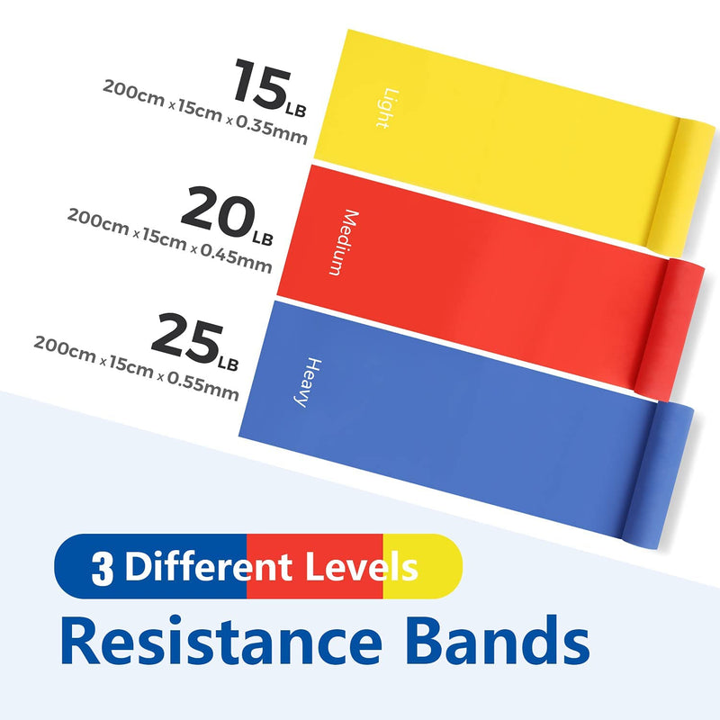 Resistance Bands Set, [Set of 3] 2.0M/6.5ft Skin-Friendly Exercise Bands with 3 Resistance Levels, Workout Resistance Bands Set for Women and Men,Ideal for Strength Training, Pilates, Yoga, Fitness - NewNest Australia